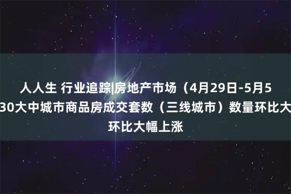 人人生 行业追踪|房地产市场（4月29日-5月5日）：30大中城市商品房成交套数（三线城市）数量环比大幅上涨